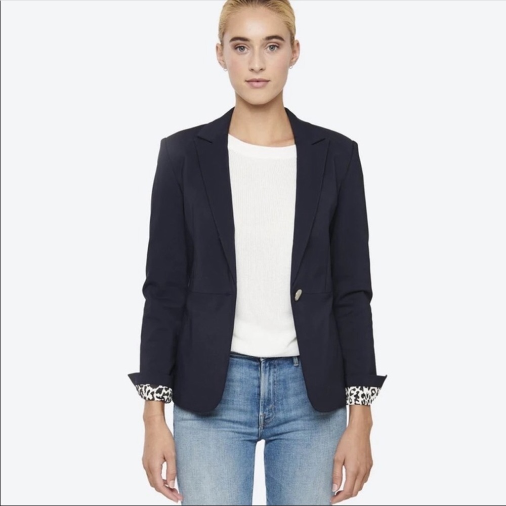 John + Jenn Ricardo Peplum Blazer Suit Jacket Navy